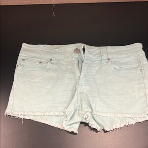 Forever 21 Teal Jean Shorts Frayed Hem